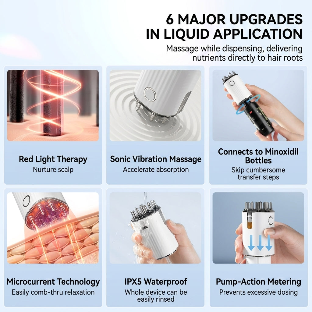 Red Light & EMS Microcurrent Electric Scalp Applicator Comb for Hair Growth